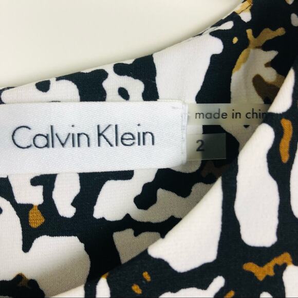 Calvin Klein white black abstract faux wrap dress - Picture 5 of 10
